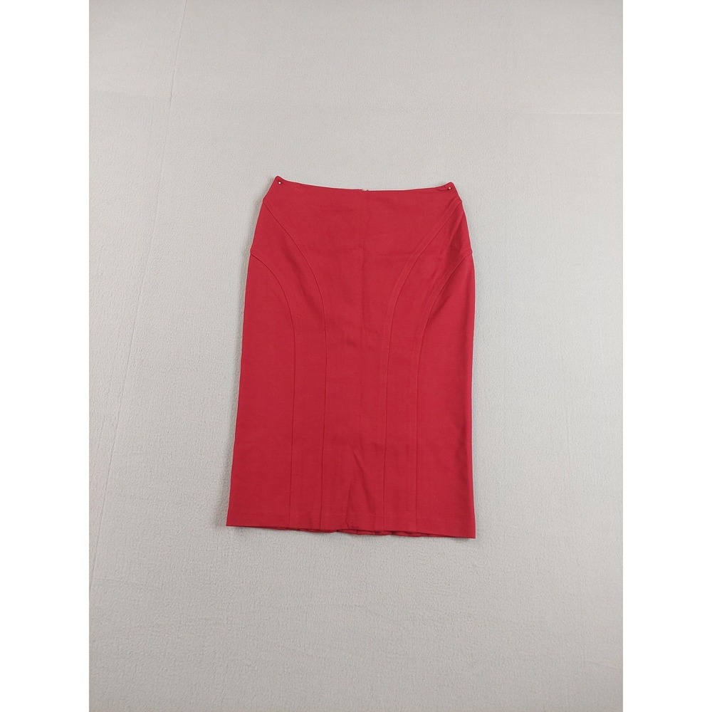 Shape FX Skirt Womens 6 Red Knit Stretch High Waist‎ Pencil Knee Length Workwear